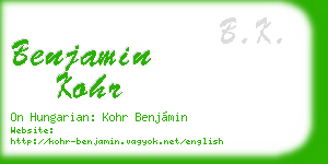benjamin kohr business card
