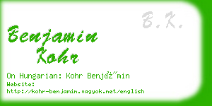 benjamin kohr business card